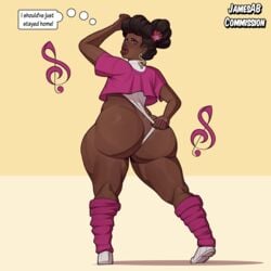 1boy 2019 big_ass big_lips commission dark-skinned_femboy dark-skinned_male dark_skin earrings femboy girly huge_ass jamesab leg_warmers leotard male male_only original_character reed_(patito_papito) solo thick_thighs thong_leotard