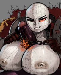 1girls artist_request bald_female body_writing chaos_(warhammer) chaos_space_marine erebus_(warhammer_40k) female female_space_marine genderbend genderswap huge_breasts outercourse paizuri penis rule_63 tattoo warhammer_(franchise) warhammer_40k word_bearers