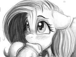 2019 alcor90 blush disembodied_penis duo equid equine eyelashes female feral fluttershy_(mlp) friendship_is_magic highres horse humanoid_penis male mammal my_little_pony oral penis pony sex sketch solo_focus straight vein