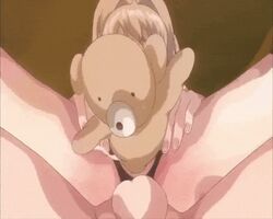 1boy anal anal_sex animated birth blonde_hair female looking_at_viewer murakami_teruaki purple_hair spread_pussy teddy_bear tokubetsu_jugyou_3_slg unbirth unbirthing uncensored vore