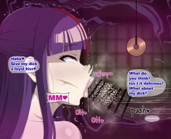 1boy 1girls :>= black_penis blowjob blowjob_face censor_bar censored censored_genitalia censored_penis dark-skinned_male dark-skinned_penis dark_skin dirty_penis empty_eyes eyes_rolling_back fellatio fellatio_face fellatio_gesture female fern_(sousou_no_frieren) hypnosis hypnotic_eyes lips long_hair male mind_control naked naked_female nose_hook nudity nudity_girl onomatopoeia pendulum penis penis_in_mouth pink_steam purple_eyes purple_hair saliva saliva_on_penis saliva_string saliva_trail smegma smegma_in_mouth smell smelly sousou_no_frieren squint squinting steam steaming_body steamy suamado text text_bubble thick_lips trance trembling white_skin