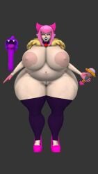 3d big_ass big_breasts brawl_stars chubby_female inspired_by melodie_(brawl_stars) melodie_note_(brawl_stars) microphone pink_eyes pink_hair rojo84 rojo_parasito singer stripper_pole