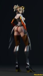 1girls 3d ass blizzard_entertainment blonde_hair breasts female female_only generalthunderbat mercy overwatch solo wings