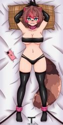 bandeau bed bikini blue_eyes blush blushing_female bondage breasts brown_hair collar female female_focus female_only gloves latam_virtual_youtuber mobile_phone navel nude nude_female only_female oppai panties phone pillow raccoon_ears raccoon_girl raccoon_tail racoon_ears racoon_girl racoon_tail rakkun short_hair slave slave_collar slavegirl stockings submissive submissive_female things thong tied_arms tied_legs tony_x_play tonyxplay virtual_youtuber vtuber vtuberfanart