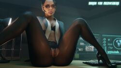 3d baron_von_meowsberg blazer bra busty capcom cleavage crotchless crotchless_pantyhose female female_focus glasses high_heels hourglass_figure ingrid_hunnigan labia office_lady pantyhose pubes pubic_hair pussy resident_evil resident_evil_4 resident_evil_4_remake spread_legs tagme vagina wide_hips