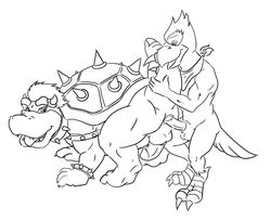 anal_insertion anthro artist_request black_and_white bowser buggery crossover falco_lombardi fur furry insertion interspecies koopa line_art male male_only mario_(series) monochrome multiple_males nintendo pheasant sex shell side_view spiky_shell star_fox straight_hair yaoi