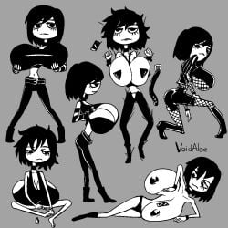 1girls big_breasts borrowed_character bra breasts eyelashes female fishnets goth goth_girl panties sagging_breasts tequila_(void_aloe) void_aloe