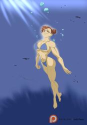 1girls air_bubbles big_breasts bikini capcom chun-li female female_only freediving human imdrtoxic ocean sea solo street_fighter swimming underwater water