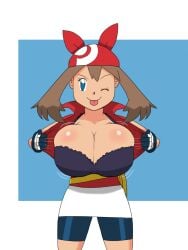 big_breasts d; godalmite hammerspace hidden_buxom may_(pokemon) pokemon pokemon_rse tagme tongue_out wink