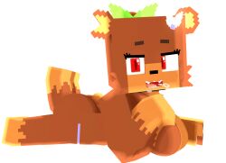 bear bia_prowell_(slipperyt) breasts furry laying_down living_plushie minecraft plushie