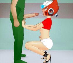 2boys :>= androgynous animated blowjob crossdressing fellatio femboy gay gif girly headgear helmet high_heels male mega_man mega_man_zero multiple_boys oral penis penis_under_skirt red_lipstick saliva saliva_string seductive_mouth simple_background super_deepthroat_game trap yaoi zero_(mega_man)