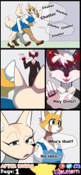 2girls absurd_res aggressive_retsuko aggretsuko ailurid anthro artifact_the_fox big_tail black_body black_eyes black_fur blue_eyes brown_body brown_eyes brown_fur canid canine closed_eyes clothed_breasts clothing collared_shirt comic comic_page dialogue dialogue_box dialogue_bubble duo english_text eyelashes female fennec_fox fenneko fox fur furry gesture glowhorn group hair hallway hi_res male male/female mammal married_woman necktie office_clothing open_mouth orange_body orange_fur page_1 page_number red_body red_fur red_hair red_panda retsuko ring sanrio sharp_teeth simple_background smile sparkles suit suspicious tail talking_to_another teeth tired_eyes trio true_fox walking waving waving_hand wedding_ring white_body white_fur white_hair work_uniform