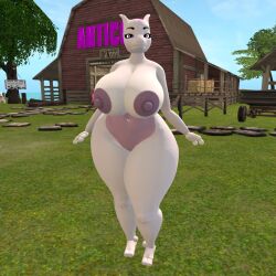 big_ass big_breasts breasts bubble_butt female ferialexonar huge_ass huge_breasts mewtwo nipples pokemon pokemon_(species) second_life thick_thighs wide_hips