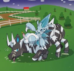 after_sex alolan_form alolan_sandslash animal_genitalia animal_penis anus argon_vile balls bar_emanata bodily_fluids breath cum cum_covered cum_everywhere cum_in_ass cum_inside duo emanata english_text equine_genitalia equine_penis generation_5_pokemon generation_7_pokemon genital_fluids genitals gesture hand_gesture hi_res male male/male messy nintendo panting penis pointing pointing_at_penis pokemon pokemon_(species) regional_form_(pokemon) sandslash size_difference text tired tongue tongue_out zebstrika