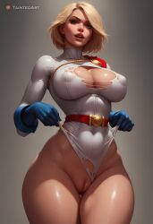 ai_generated big_breasts blonde blonde_female blonde_hair blue_gloves boob_window busty cleavage confident confident_female dc dc_comics erect_nipples hourglass_figure huge_breasts kara_zor-l karen_starr kryptonian large_breasts medium_hair narrow_waist power_girl puffy_pussy ripped_bodysuit ripped_clothing seductive_smile solo solo_female stable_diffusion superhero_costume superheroine superman_(series) taintedart thick_thighs thigh_gap torn_clothes wide_hips