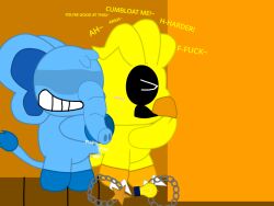 blue_cum bubba_bubbaphant chicken clothes_on_floor elephant furry_only furry_only_ gay_sex grin kickinchicken_(poppy_playtime) leaning_on_wall no_humans orange_wall plap_(sound) poppy_playtime shadowed_eyes smiling_critters text