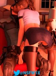 3d brown_hair capcom chair chris_redfield claire_redfield female female_cop handjob incest jerking pussy resident_evil sex white_female white_male