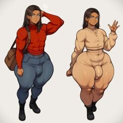 1boy 1femboy abs ai_generated ass beautiful big_ass big_thighs brother brother_(lore) civitai curtis_(jonnidabun) curvaceous curvaceous_figure curvy curvy_figure dark-skinned_male dark_hair dark_skin earrings fat_ass fat_thighs fit fit_body fit_femboy jonnidabun long_hair penis_bulge pretty_boy scratching_head thick_ass thick_thighs thighs voluptuous voluptuous_femboy voluptuous_male waving waving_at_viewer