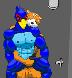 abs anal_insertion anthro buggery color falco_lombardi fox fox_mccloud front_view fur furry furry_only insertion interspecies male male_only multiple_males no_humans nude pheasant sex star_fox yaoi