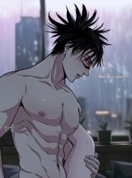 1boy abs baddienya888 choso_kamo jujutsu_kaisen male male/ambiguous male_only raining thin_waist