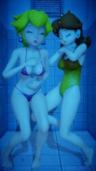 air_bubbles bikini breasts drowning mario_(series) princess_daisy princess_peach redsmmd underwater