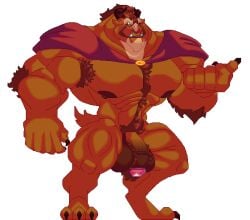 animated balls bara beast_(disney) beauty_and_the_beast big_balls big_penis disney male male_nipples male_only morinetsu muscular_anthro muscular_male nipples penis