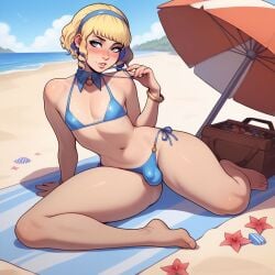 ai_generated beach bikini bulge bulge_through_clothing civitai constance_von_nuvelle femboy fire_emblem futanari