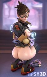 1girls 3d ass breasts breasts_out butt_crack female overwatch rose_tracer solo tipsy3d tracer