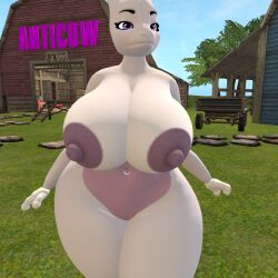 big_ass big_breasts breasts bubble_butt female ferialexonar huge_ass huge_breasts mewtwo nipples pokemon pokemon_(species) second_life thick_thighs wide_hips