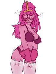 adventure_time bra breasts female glasses princess_bubblegum solo undressing usmangaa