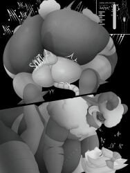 1boy 1girls aauryxheretic amazonian_mating_press anthro anthro_on_humanoid bandage belial_(aauryxheretic) bell_collar bite_mark black_sclera bow cat_ears cat_tail catboy collar commission commissioner_upload cum cum_in_pussy cum_inside drooling ewe femboy femdom health_bar horns humanoid larger_female light_skinned_male looking_at_partner nyest_(castellangaming) project_zomboid sheep smaller_male stitches stockings voluptuous_female