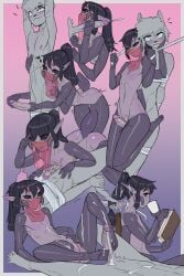 absurd_res anthro arachnid arthropod arthropod_webbing ball_massage blush bodily_fluids bondage book bound coffee_mug cum cum_in_hair cum_on_body cum_on_feet dominant dominant_female duo faye_(lightningwolt) feet felid feline female flat_chested foot_fetish foot_play footjob fur genital_fluids grey_body grey_fur hair hairjob handjob hi_res lightningwolt lotion_bottle male male/female mammal multi_arm multi_eye multi_limb naizuri penile ponytail purple_body raya_(cheese) reading reading_book sex shy spider thigh_sex veil web_bondage