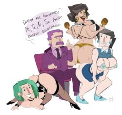 belly_button_piercing clothed dancing enfp esfp high_heels intj jiggle jiggling jiggling_ass jiggling_breasts jiggling_butt jiim_01 leather lipstick mbti moustache older_male older_male_and_younger_female piercing sexy_outfit squeezing_breast squished_breasts suit suit_and_tie