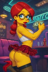 ai_generated barts_crush bra brandine_spuckler cletus_wife money pleated second_cousin sexy skirt stripper the_simpsons