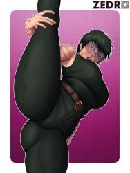 big_ass big_breasts big_butt big_thighs big_titties breasts clothing curvaceous curvaceous_female curvaceous_figure curvy curvy_figure curvy_hips female female_focus female_only glasses green_hair jujutsu_kaisen looking_at_viewer scar zedro zenin_maki