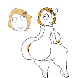 anthro anthro_only anthrofied anus anus_outline ass ass_bigger_than_body ass_bigger_than_breasts ass_bigger_than_head ass_bigger_than_torso big_areola big_ass big_breasts big_butt big_nipples big_thighs black_eyes blank_background blonde_female blonde_hair blush blushed_face blushing_female breasts breasts_bigger_than_head butt_bigger_than_body butt_bigger_than_breasts butt_bigger_than_head butt_bigger_than_torso completely_nude completely_nude_female confused confusion derp derp_eyes derpina feet female female_anthro female_only hair_ribbon happy hourglass_figure hyper hyper_ass hyper_breasts hyper_butt hyper_thighs llama_maniac looking_at_viewer looking_back looking_back_at_viewer meme no_sex no_thoughts_head_empty nude nude_female pussy rage_comics reference reference_image ribbon ribbon_in_hair short_hair simple simple_background simple_coloring simple_shading sitting sitting_down smile smiling smiling_at_viewer smirk solo solo_focus standing straight thick_ass thick_thighs visible_areolae white_background white_skin yellow_anus yellow_areola yellow_breasts yellow_hair