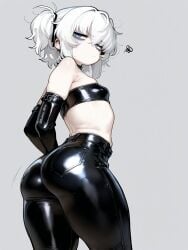 1girls ai_generated belly_button big_ass big_butt blue_eyes bubble_ass bubble_butt camel_toe cameltoe commission dungeons_and_dragons imminent_sex latex latex_armwear latex_clothing latex_legwear latex_pants latex_tubetop leather leather_clothing leather_pants lily_buns looking_at_viewer looking_back mage oatmealdood oblivion oc original pale-skinned_female shiny_clothes shortstack skin_tight skyrim small_breasts solo_female submissive submissive_female suggestive_look the_elder_scrolls thick_ass thick_butt thick_thighs tube_top tubetop twintails white_hair
