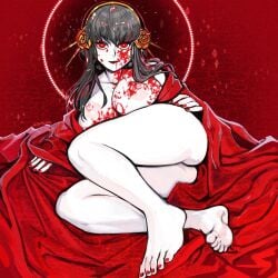blood breasts covered_in_blood female female lionrion milf mother older_female spy_x_family yor_briar