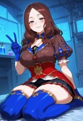 1girls ai_generated big_breasts blue_eyes breasts brown_hair fate/grand_order fate_(series) female female_focus huge_breasts large_breasts leonardo_da_vinci_(fate/grand_order) light-skinned_female long_hair mature_female milf thick_thighs thighs