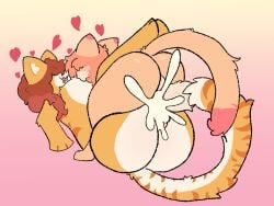 anthro balls big_penis bodily_fluids breast_play breast_squish breast_suck breasts cum domestic_cat duo excessive_cum excessive_genital_fluids felid feline felis female fluffy fluffy_balls fluffy_penis fluffy_tail from_front_position genital_fluids genitals haste_(nyactophiliac) heart_symbol hearts_around_head huge_cock hyper hyper_genitalia hyper_penis leigh_(nyactophiliac) male male/female mammal mating_press nyactophiliac penis sex squish sucking tail