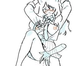 anthro awoopsdevs bare_breasts brooke_(debts&pleasures) caracal caracal_(genus) clothed clothed_female clothing felid feline female hadns_up mammal masturbation solo spread_legs spreading