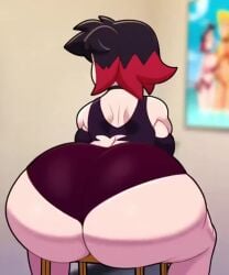 1girls animated animated animated art_trade ass ass_clapping big_ass big_breasts black_hair bottom_heavy bouncing_ass breasts bubble_butt chair choker clapping_cheeks crop_top dat_ass fat_ass female female_only goth goth_girl huge_ass indoors jiggle jiggling_ass large_ass massive_ass n-kosi n-kosi_(coloring) original panties pawg poster rear_view red_highlights ruby_(zrfurious) shortstack sitting sitting_backwards sitting_on_chair solo tagme thick_ass thick_thighs thunder_thighs twerking twistbottlecap video wide_hips wobbling_ass