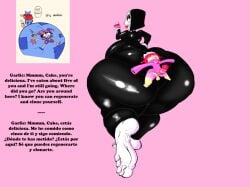 crush dialog dialogue eating feet feet_fetish garlicjrart huge_butt hyper hyper_ass meme meme_reference post_vore post_vore_weight_gain sitting_on_person sketch unaware voraciouscake vore walking weight_gain