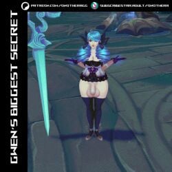 3d animated big_balls big_breasts big_penis breasts dance futanari gwen_(league_of_legends) intersex league_of_legends mod twin_drills twintails