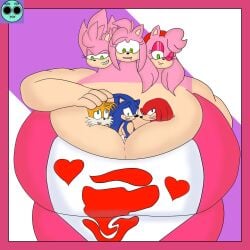 1girls 3_heads 3boys amy_rose anthro anthro_only areolae bangs bbw belly between_breasts big_breasts big_breasts breasts breasts cerberus cerberus_rose conjoined enormous_breasts eyelashes fat female female_only furry green_eyes huge_boobs hyper hyper_breasts in_cleavage knuckles_the_echidna large_boobs large_breasts long_hair mrglazed multi_head muzzle obese overweight plain_background plump sega shy simple_background size_difference smaller_male smile sonic_(series) sonic_(series) sonic_the_hedgehog spines tails_the_fox thick_thighs what wide_hips