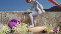 at_her_mercy dominant domination feet female female/female femdom game_over loser losing_fight naked shantae shantae_(character)