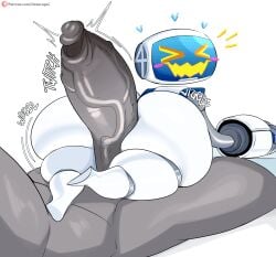 ambiguous_gender ass big_butt big_penis blush blush_stickers closed_eyes duo english_text erection genitals h.e.r.b.i.e. heart_symbol hi_res hot_dogging huge_butt huge_cock huge_thighs humanoid jinu lying machine male marvel marvel_rivals not_furry nude on_front onomatopoeia open_mouth penis robot robot_humanoid sex sound_effects text thick_thighs white_body
