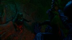 bad_end bisected blood gore guro huge_cock imminent_death intestines quarian rape sex size_difference smiling snakehead404 triata