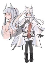 arknights breasts flat_chest futanari horsecock intersex lionrion platinum_(arknights) sketch
