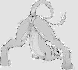 absurd_res anus ass_up disney felid female feral genitals hi_res lion mammal monochrome nala_(the_lion_king) pantherine pussy raised_tail rear_view smile solo tail the_lion_king wugi